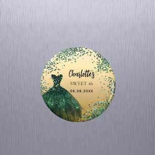 Süßer 16 Smaragdgrünes goldenes Kleid Magnet