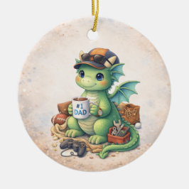 Süßer #1 Dad-Drache Weihnachtsbaumschmuck Keramik Ornament