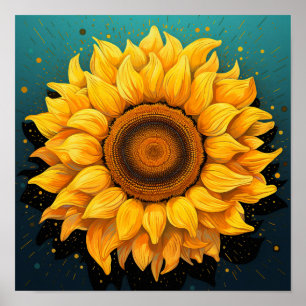 Süßer 3D-Blumenhändler Sonnenblume Gartenliebhaber Poster