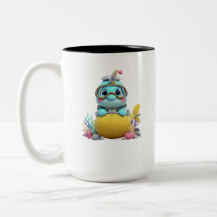 Süßer 3D-Cartoon-Narwal-Matrose-U-Boot-Zweifarbig  Zweifarbige Tasse