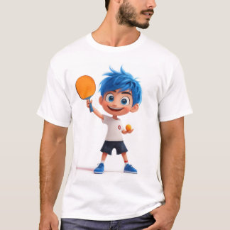 Süßer 3D-Ping-Pong-Junge spielt Tischtennis T-Shirt