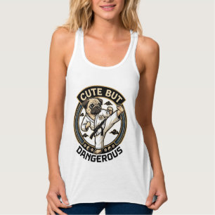 Süßer aber gefährlicher Pug-Hund Karate Kick_1 Tank Top
