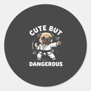 Süßer aber gefährlicher Pug-Hund Karate Runder Aufkleber