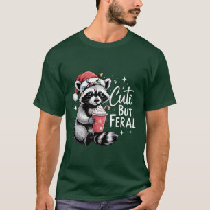 Süßer aber verwilderter Weihnachtswaschbär lustige T-Shirt