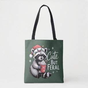 Süßer aber verwilderter Weihnachtswaschbär Lustige Tasche