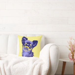 Süßer abstrakter blauer Chihuahua-Wurfkissen Kissen