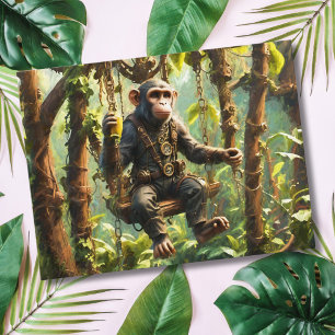 Süßer Affe Dschungel Steampunk Postkarte