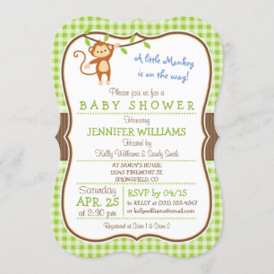 Süßer Affe; Dschungel-Themen-Baby-Shower-Einladung Einladung