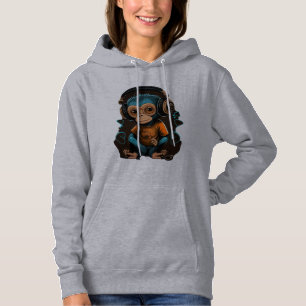 Süßer Affe hört Musik, Musik versunkener Affe Hoodie