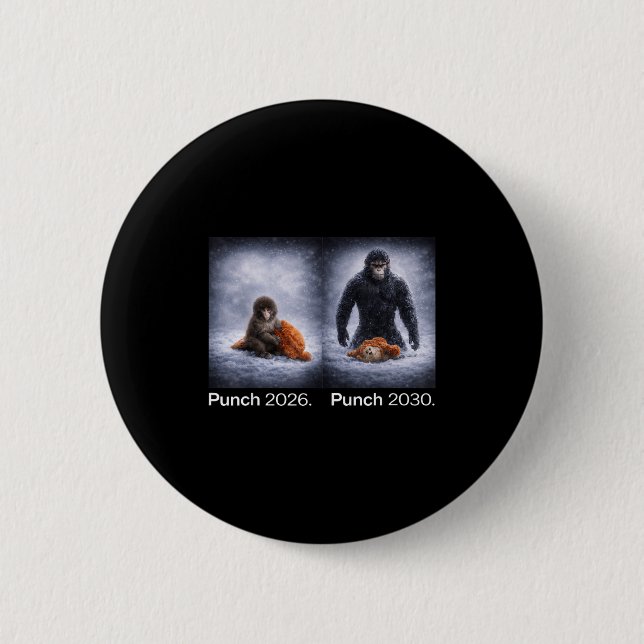Süßer Affe Punch Meme lustiges Tierdesign  Button (Vorderseite)