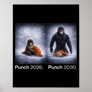 Süßer Affe Punch Meme lustiges Tierdesign Poster