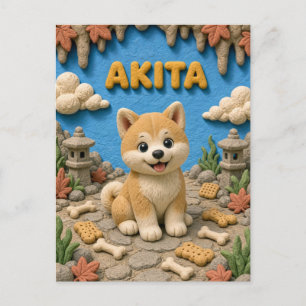 Süßer Akita-Welpe, Babyhund Postkarte
