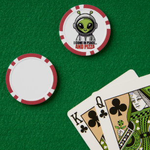Süßer Alien-Astronaut "Ich komme in Frieden und mi Pokerchips