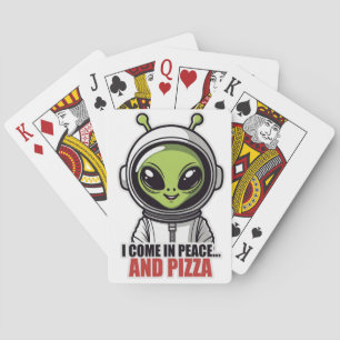 Süßer Alien-Astronaut "Ich komme in Frieden und mi Spielkarten