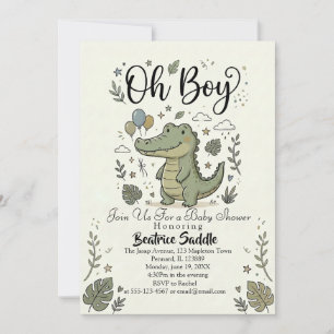 Süßer Alligator-Safari Oh Junge Jungle-Baby-Party  Einladung