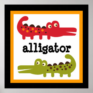 Süßer Alligator Safari-Tiere Baby Kinder Poster