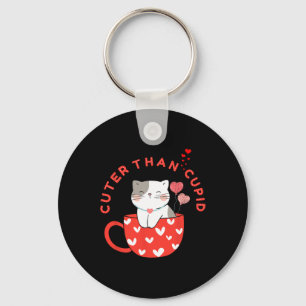 Süßer als Cupid Kawaii Katze In Tasse Fell Mama Kä Schlüsselanhänger
