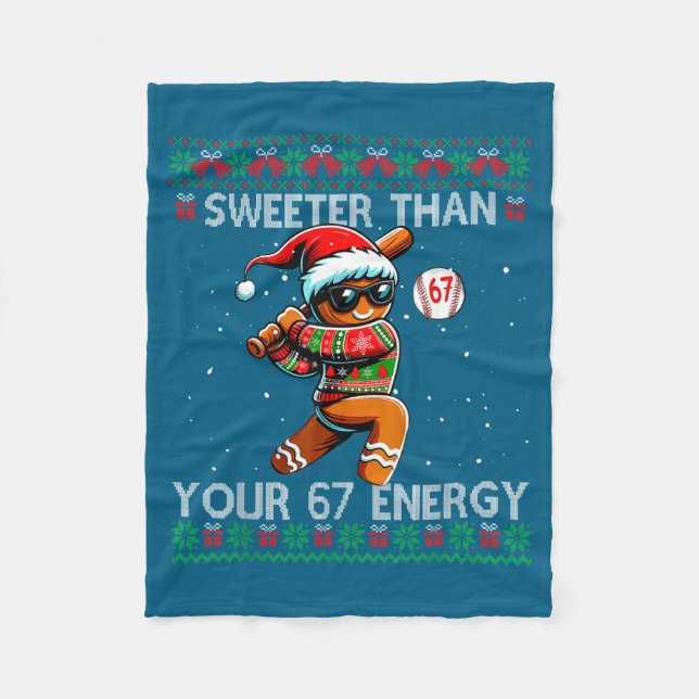 Süßer als dein 67 Energy Gingerbread Baseball C Fleecedecke (Vorderseite)