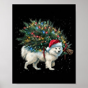 Süßer Amerikanischer Eskimo-Hund in einem Weihnach Poster