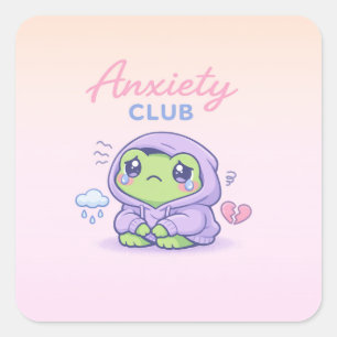 Süßer Angst-Club-Frosch-Introvertierten-Hoodie-Car Quadratischer Aufkleber