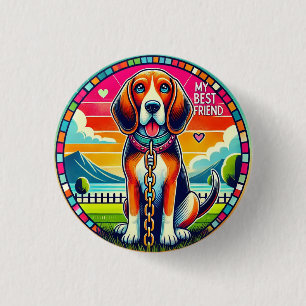 🐶 Süßer animierter Hund Glow 🎉 Spaß für Tierlieb Button