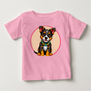 Süßer animierter Hund mit Halsband Baby T-shirt