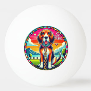 Süßer animierter Hund Tischtennisball