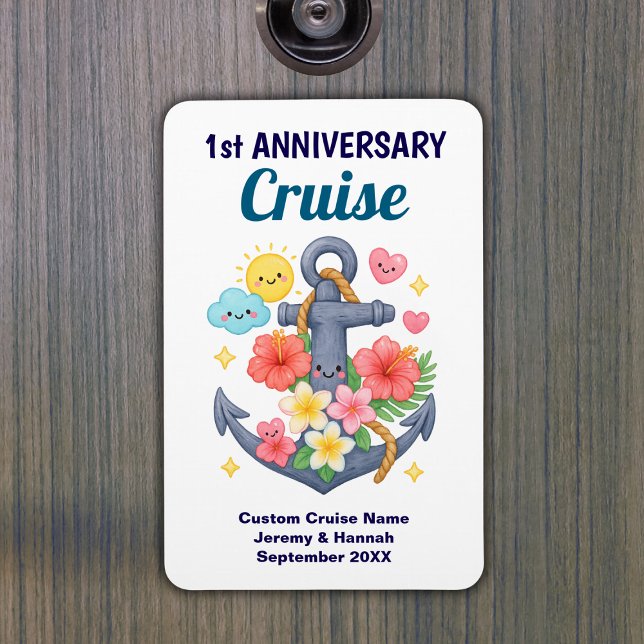 Süßer Anker 1. Jubiläums-Kreuzfahrt Kabinentür Magnet (Cute Anchor 1st Anniversary Cruise Cabin Door Magnet
)