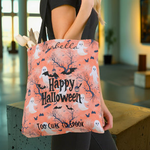 Süßer anpassbarer Halloween-Geist mit Fledermäusen Tasche
