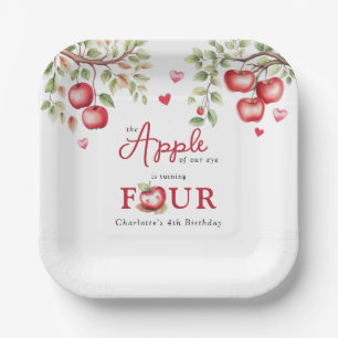 Süßer Apfel   4. Geburtstag Pappteller