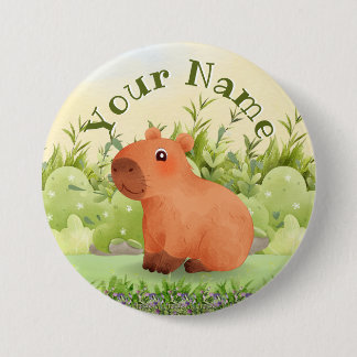 Süßer Aquarell-Capybara-Rundbutton mit individuell Button