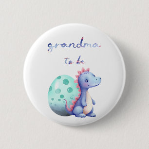 Süßer Aquarell-Dinosaurier für die zukünftige Oma Button
