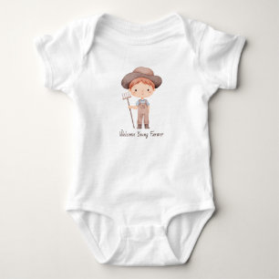 Süßer Aquarell junger Bauernjunge Baby Strampler