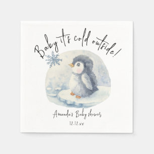 Süßer arktischer Pinguin - Baby, es ist kalt drauß Serviette