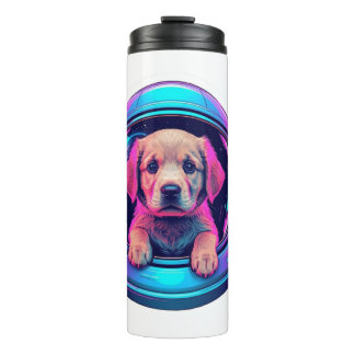Süßer Astronaut Golden Retriever Welpe Thermosbecher