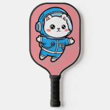 Süßer Astronaut Katzen Custom Foto Pickleball Schl