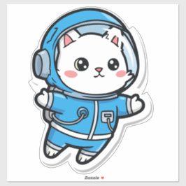 Süßer Astronaut Katzen Kawaii Aufkleber 14x14