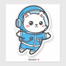 Süßer Astronaut Katzen Kawaii Aufkleber 8x8