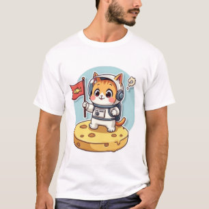 Süßer Astronaut Katzen Mondlandung Kawaii Weltraum T-Shirt