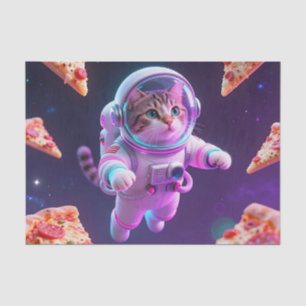 Süßer Astronaut Katzen schwebender Pizza Weltraum Seidenpapier