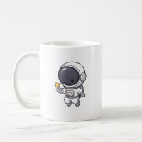 Süßer Astronaut mit Stern-Tasse