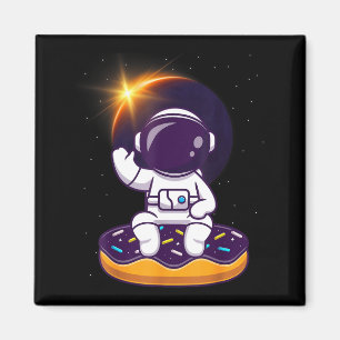 Süßer Astronaut totaler Sonnenfinsternis-Donut Magnet