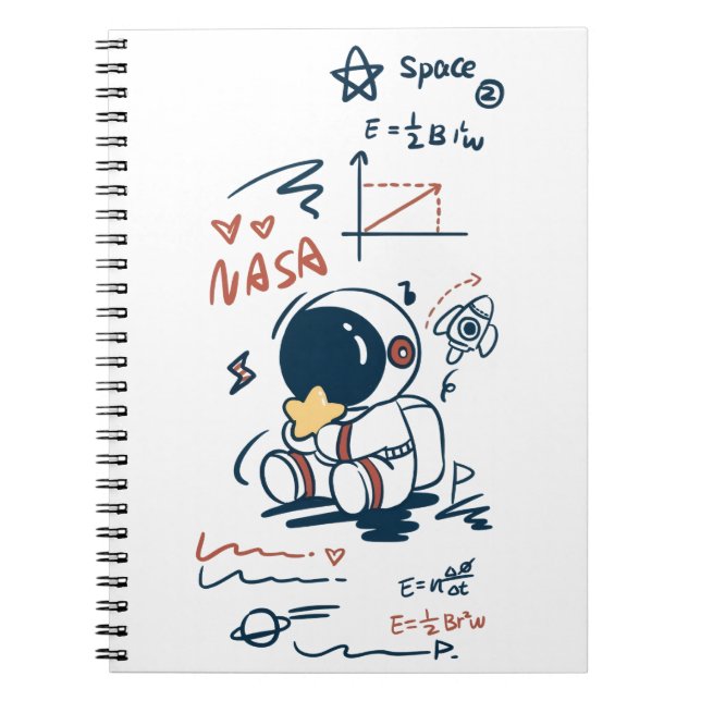 Süßer Astronaut Weltraum Cartoon Spiralblock Notizblock (Vorderseite)