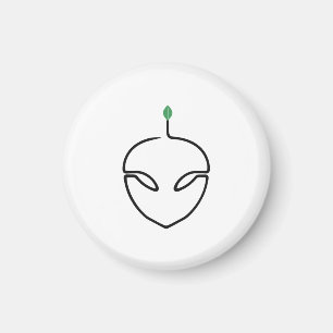 Süßer Außerirdischer in One-Line-Art mit grünem Bl Magnet