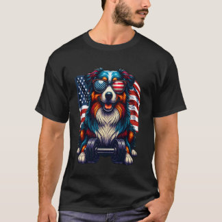 Süßer Australian Shepherd Bodybuilder Amerikanisch T-Shirt