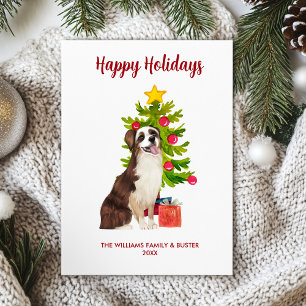 Süßer Australian Shepherd-Hund Familien-Weihnachte Feiertagskarte