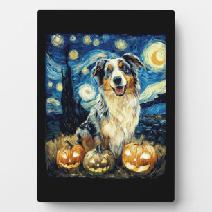 Süßer Australian Shepherd Hund Halloween Jack O La Fotoplatte
