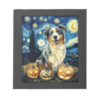 Süßer Australian Shepherd Hund Halloween Jack O La Notizblock