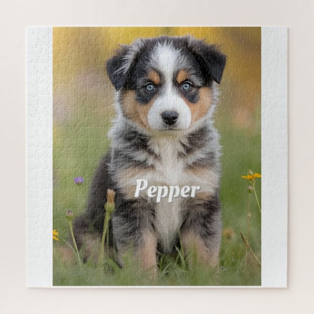 Süßer Australian Shepherd personalisiert (Vertikal)