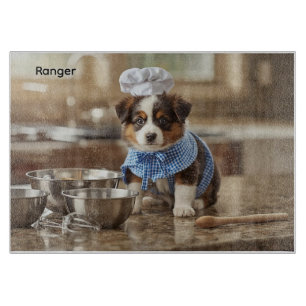 Süßer Australian Shepherd personalisiert Schneidebrett